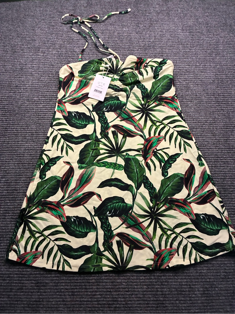 Andie Swim Waikiki Dress / Swim Cover Up Ivory Palm Tropical Print Medium - Picture 5 of 9